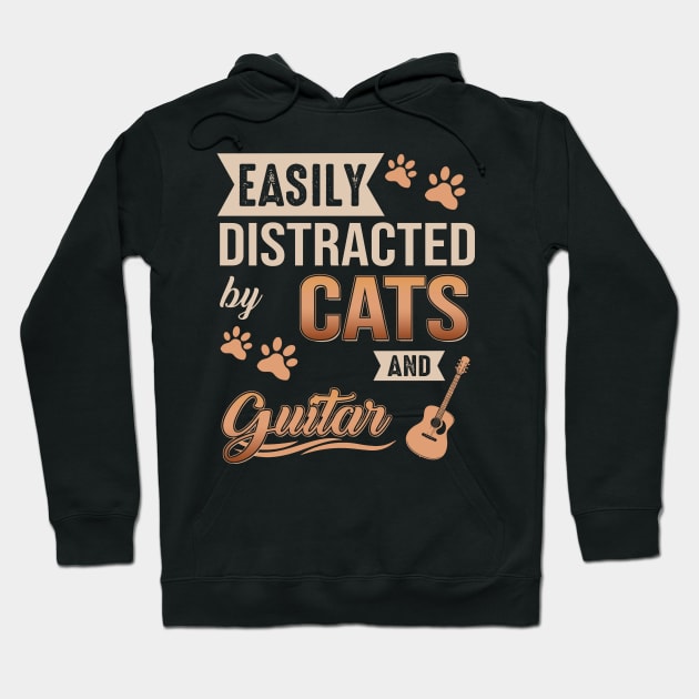 Easily Distracted By Cats And Guitars Hoodie by celestewilliey